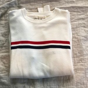 red white and blue striped crew neck/sweater
